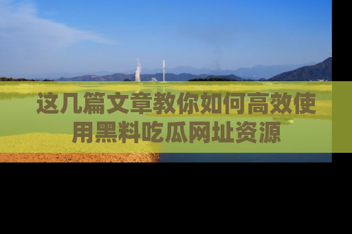 这几篇文章教你如何高效使用黑料吃瓜网址资源